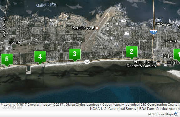 Map of Biloxi Beach